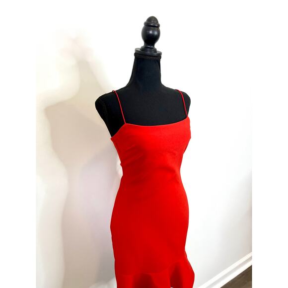Likely Banks Flounced Hem Mini Slip Dress in Red Size 00 Sleeveless Ruffle Party - Picture 3 of 4